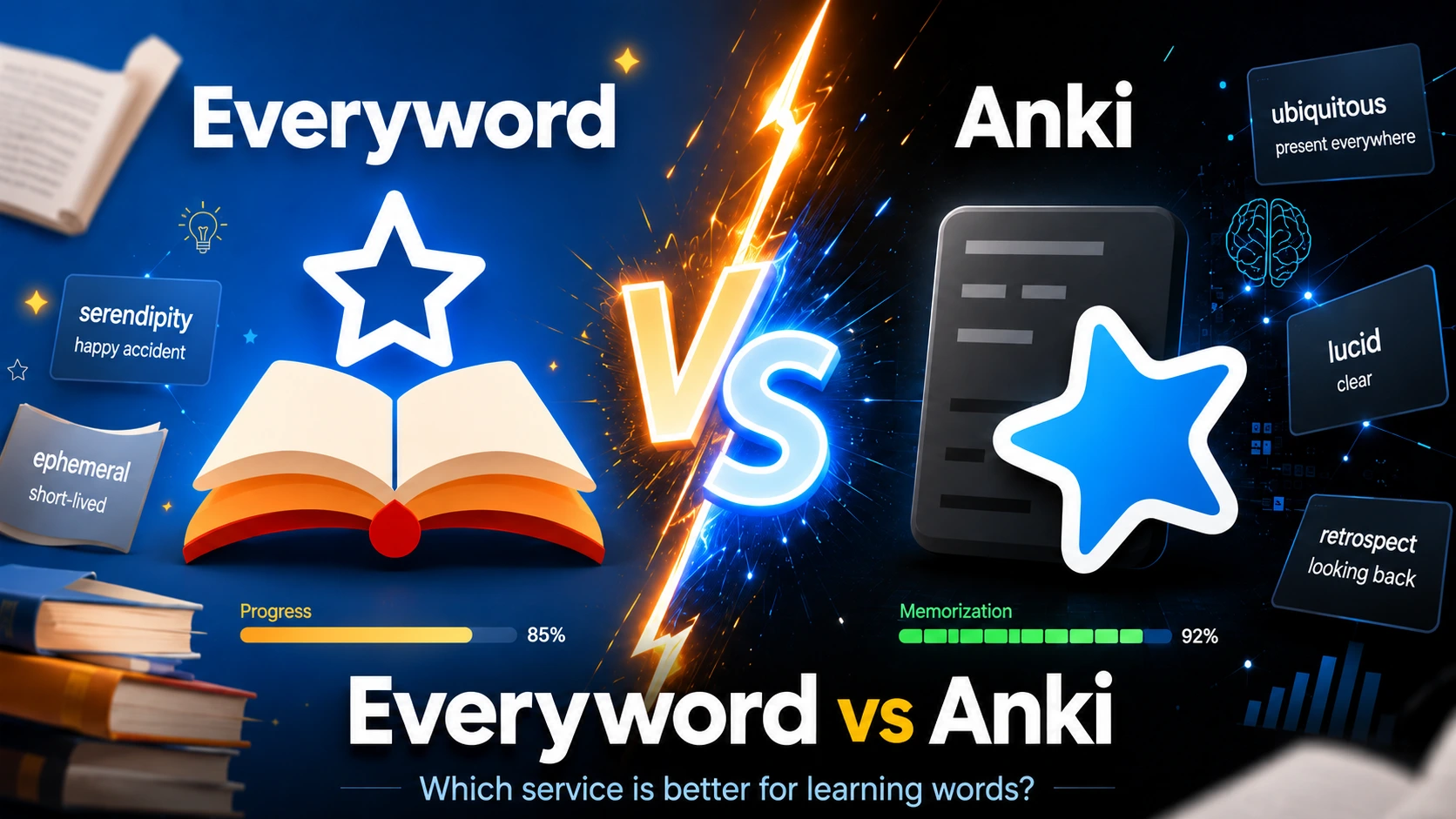 EveryWord vs Anki: the same spaced repetition, minus the manual work